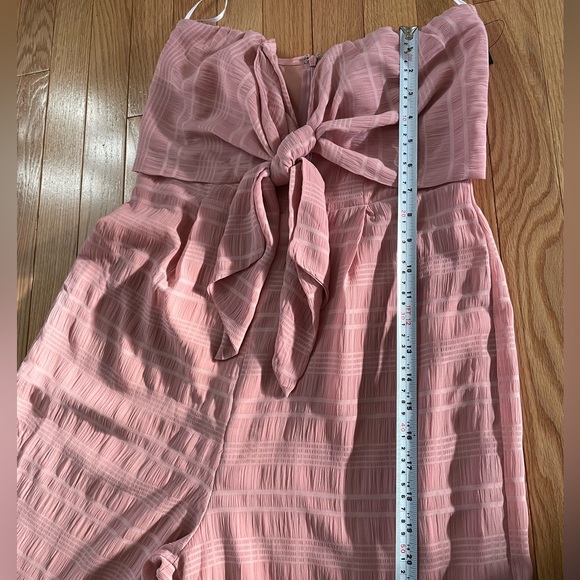 Lulus Perfect Weekend Mauve Strapless Tie-Front Wide-Leg Jumpsuit, size medium - Picture 11 of 13